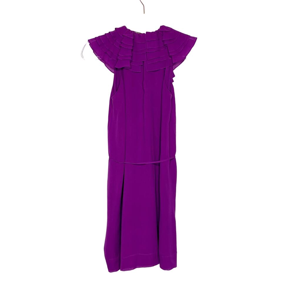 BCBGMAXAZRIA Ruffled A-Line Mini Dress Drawstring Waist Chiffon Purple Size XS - Picture 5 of 7